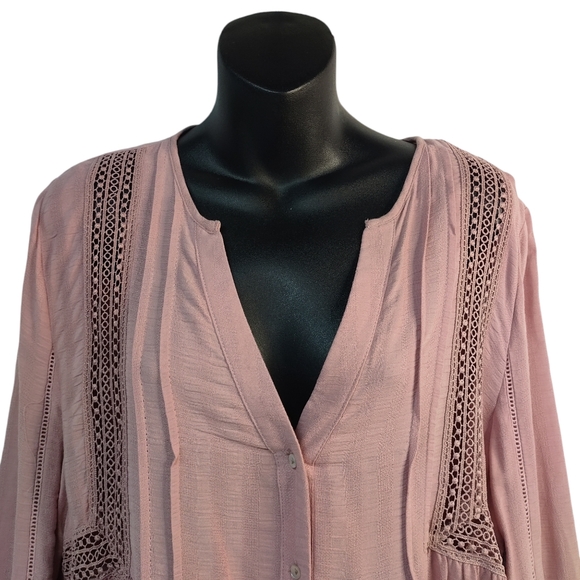 Love Tree Women's Dust Pink Button Down Top Blouse Size L NWOT - Picture 3 of 8
